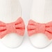 Red & White Herringbone Wool Tweed Shoe Bow Clips with Luxurious Chevron Zigzag Pattern