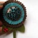 Sunflower Ladybug Pin - Brown/Turq
