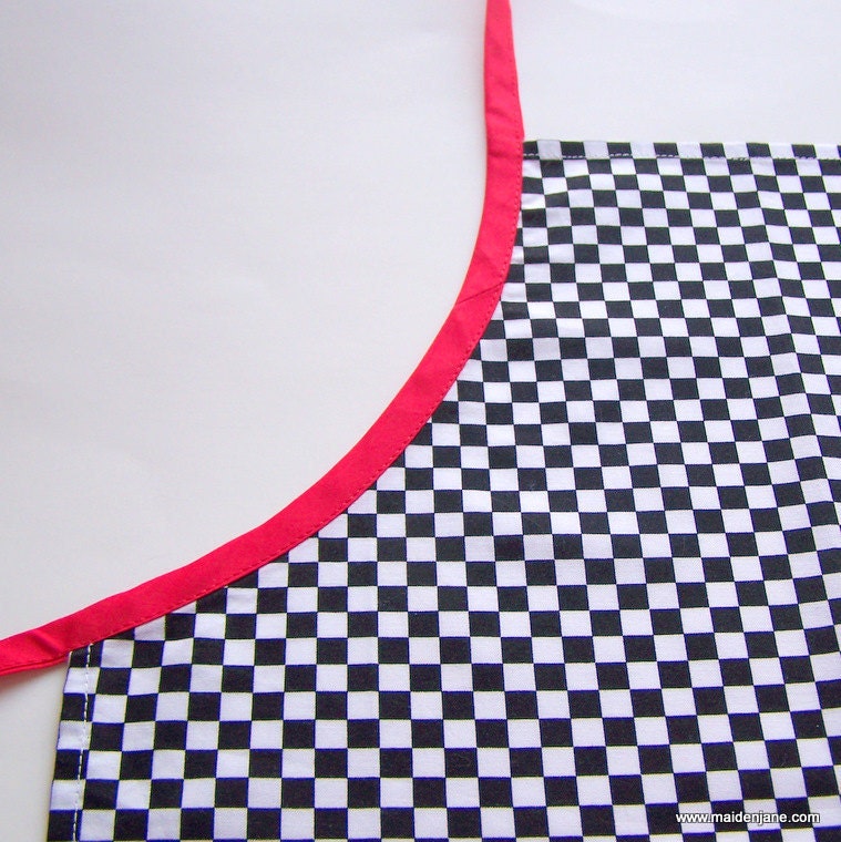 Apron - Child - Black and White Checkerboard - Racer Style - Boy