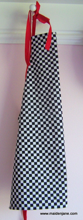 Apron - Child - Black and White Checkerboard - Racer Style - Boy