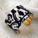 Black and Metallic Flocked Vintage Wallpaper Cuff Bracelet
