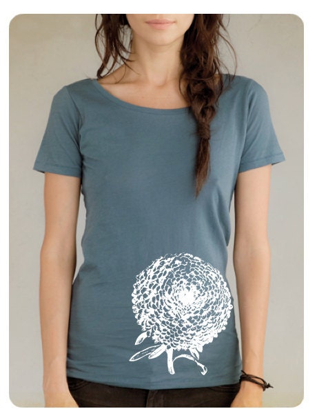 Womens Shirt, Organic T Shirt,  Chrysanthemum, 247 team,