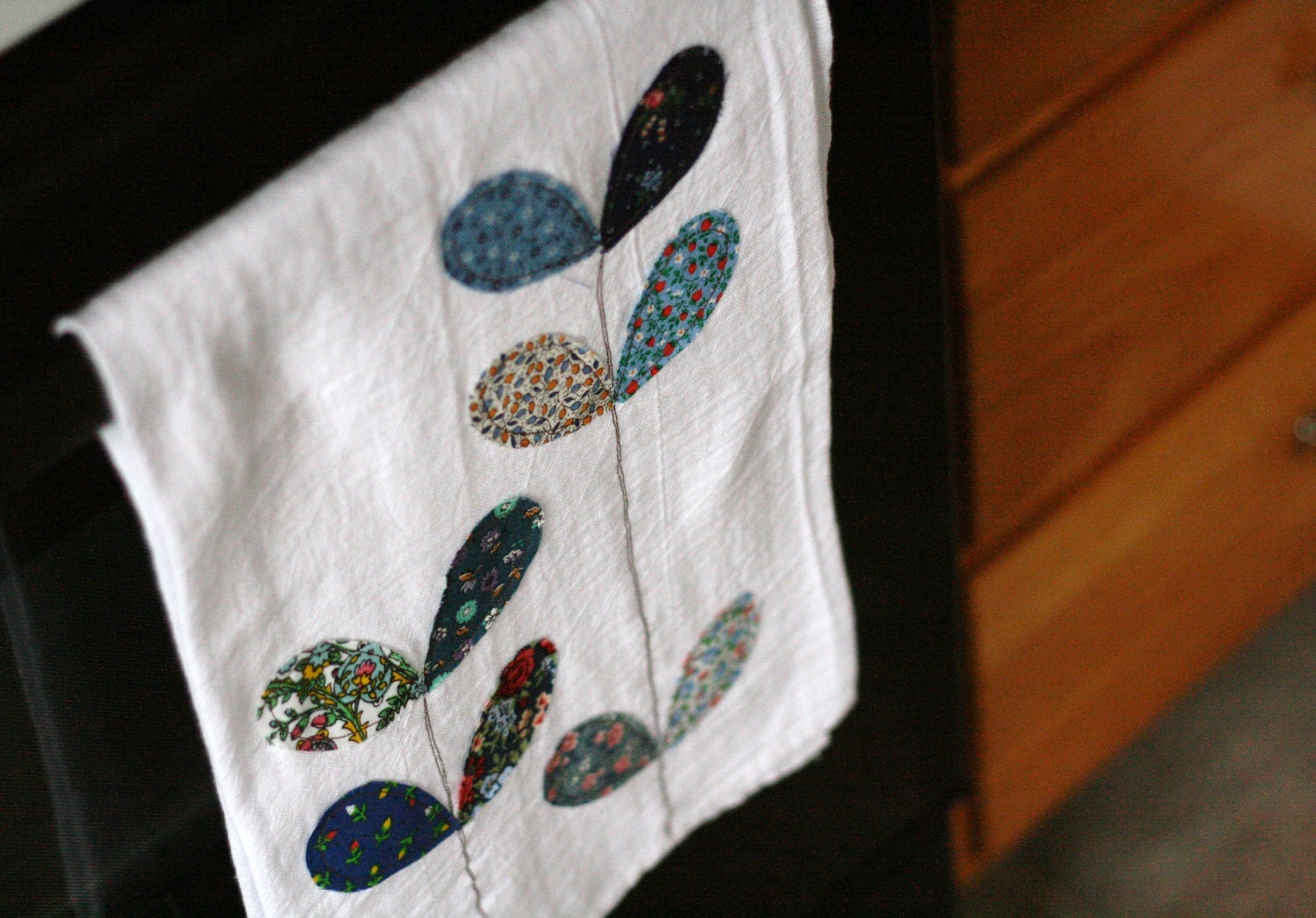 flour sack towel- blue vintage florals