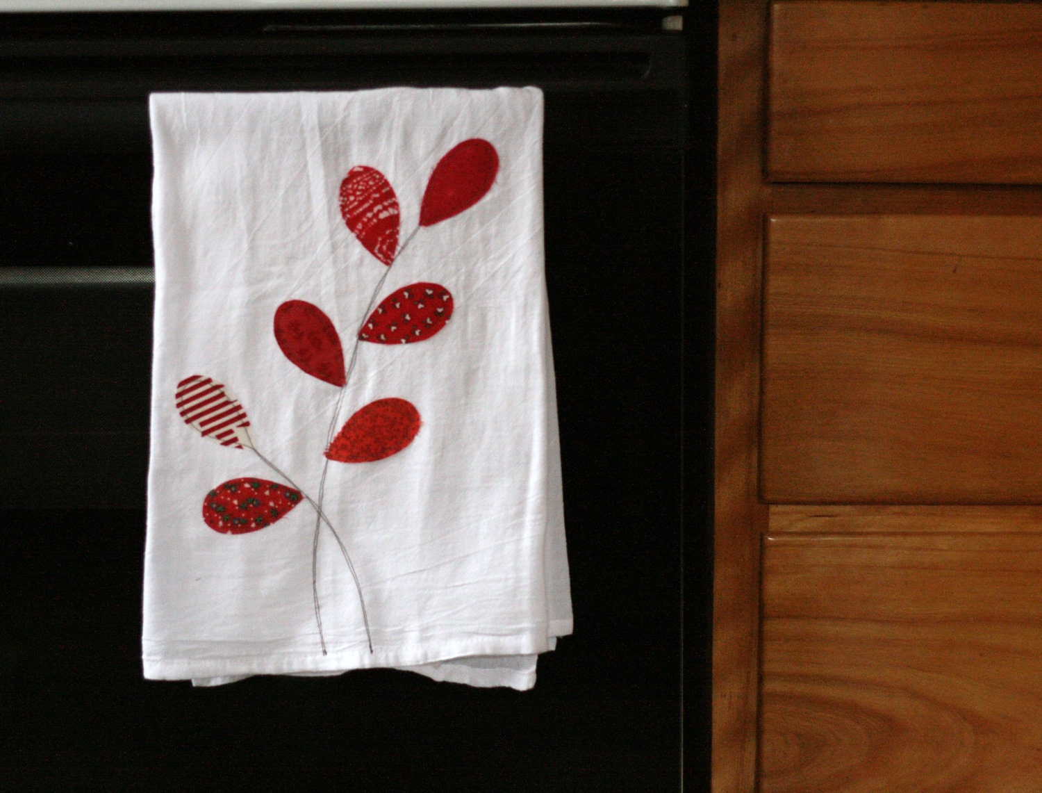 flour sack towel- reds