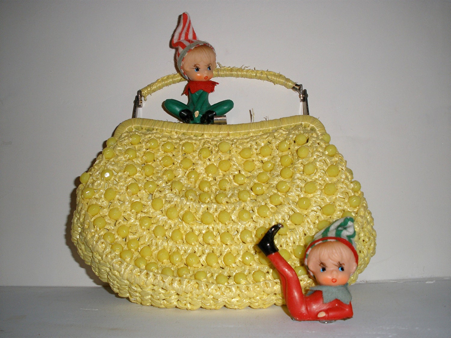 beaded yellow boho vintage bag