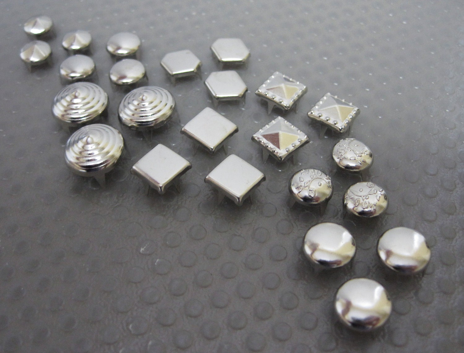 100 plus SILVER Assorted Metal Studs