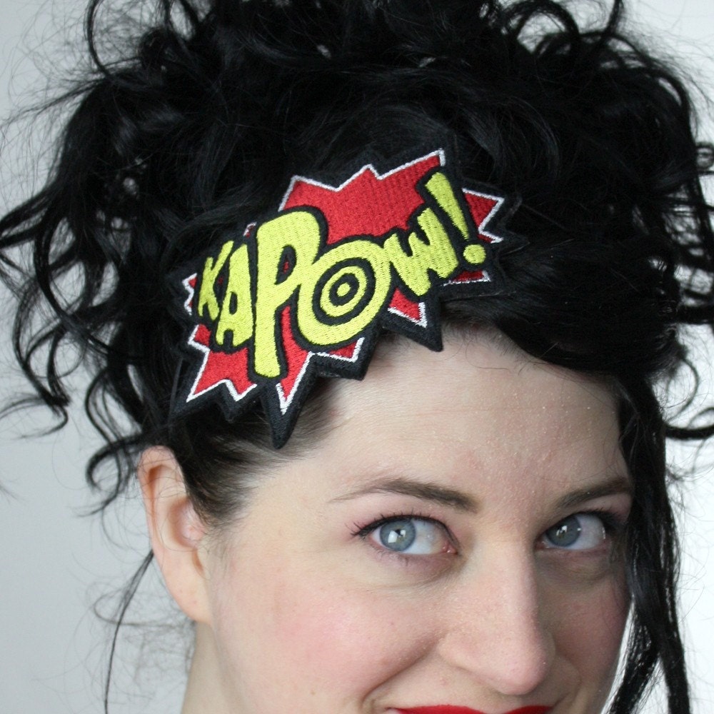 Superhero Headband, Kapow, Red and Yellow, Comic Headband