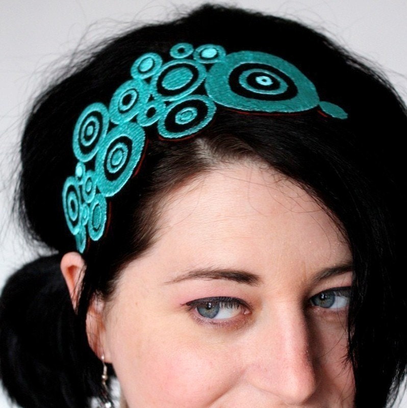Turquoise Headband, Turquoise, Pop art style, Adult Headband
