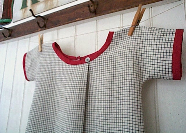 SALE Pure & simple linen dress tunic - eco flax vintage fabric - girl 5 6 7 last one