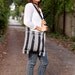 Handwoven Black and White Striped Shoulder Bag - Oo 19