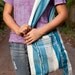 Handwoven Cream, Teal and Gray Striped Shoulder Bag - Neh 20
