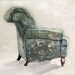 Sage Green Sofa Chair on 5x5 Canvas Print Block -  Pale Green - Furniture Still Life -  Portrait - Wall Art - Home Decor
