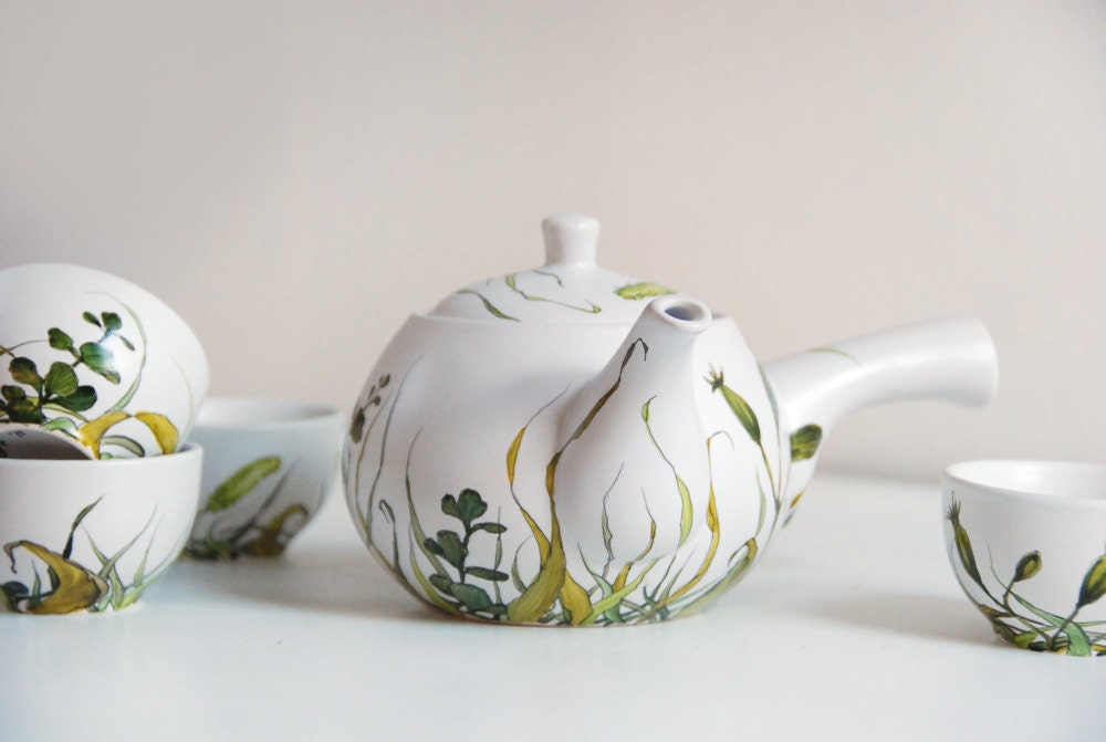 Hand Painted Ceramic Tea Set - Grass Fields Collection - ready to ship