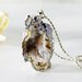 Geode Pendant, Druzy Crystal Quartz Center, Silver Dipped, Light Creamed Coffee Inv. 285