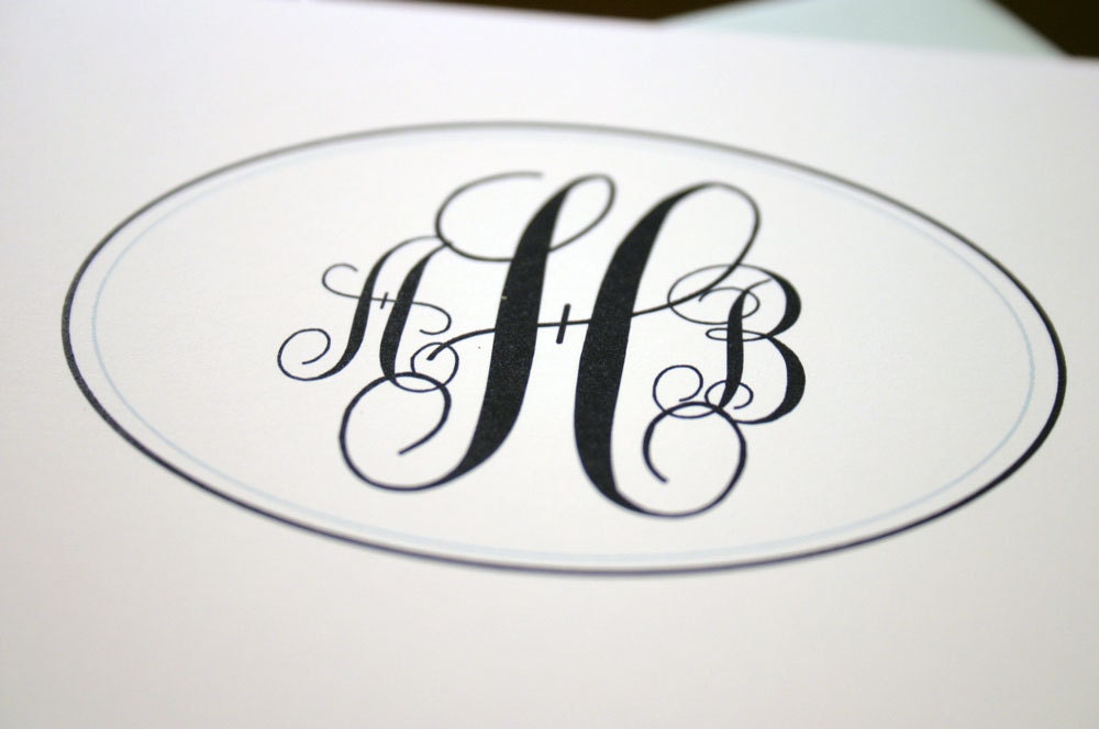 Traditional Monogram Stationery Set - 10 personalized cards from K. Batty