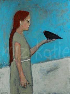 Be Still Child - 8x10 print girl with bird in her hand