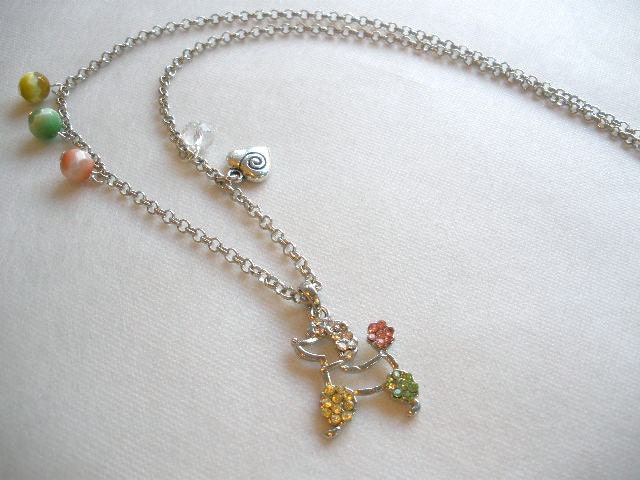 Pastel Rhinestone Poodle Necklace