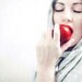 Snow White - dramatic 11x14 Large Photograph - red apple winter white minimal portrait photography sale