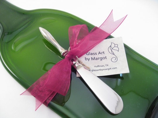 Recycled Wine Bottle Cheese Board With Spreader