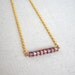 Simple Bar Necklace - Amethyst Cube Beads on Gold Tone Chain