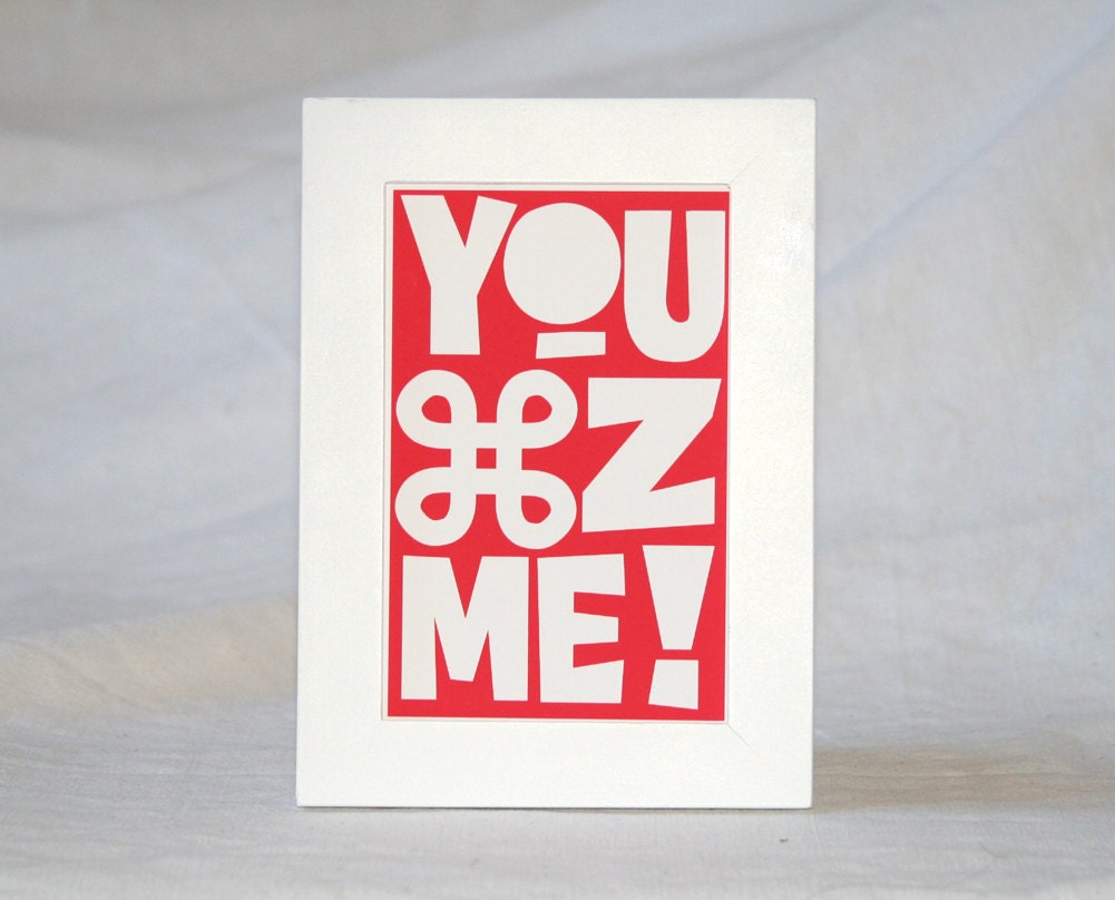 Apple Computer Geek Valentine You Cmd Z - You Undo Raw Art Letterpress