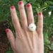 Cabochon Flower Ring with a pretty Rhinestone by PinkFrog4U from etsy.com