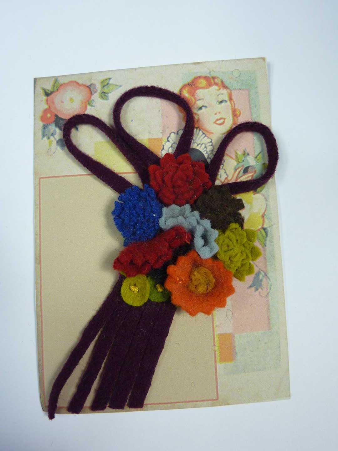 Vintage 1940s Felt Corsage  Brooch from Vintage Felt  made from Original 1940s Patterns