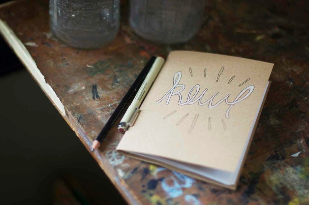 kewl - hand drawn, hand bound blank kraft notebook sketchbook jotter