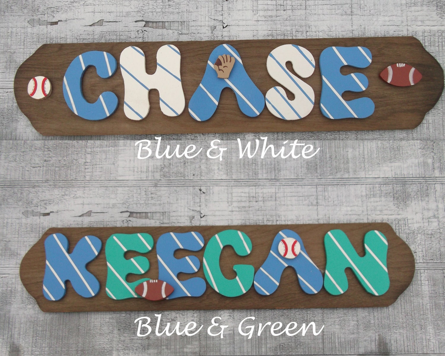 Boys Name sign, several colors to choose from, up to 8 letters, All Wood, Hand painted, 1 Price Not Per Letter