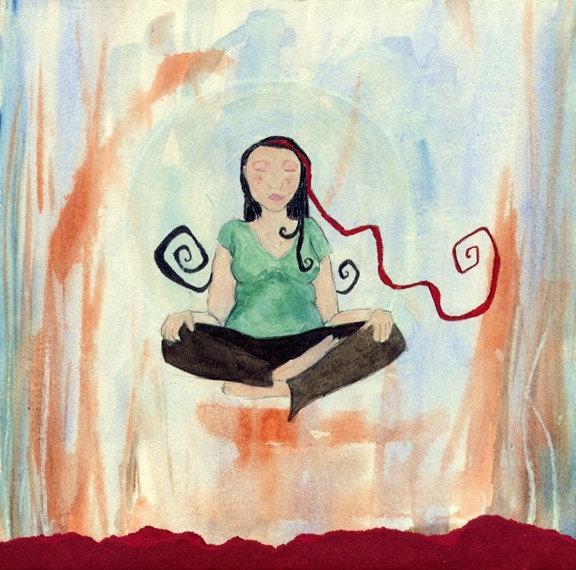 Lotus Pose, "Peace", a meditation mindfulness digital print by Lea Keohane