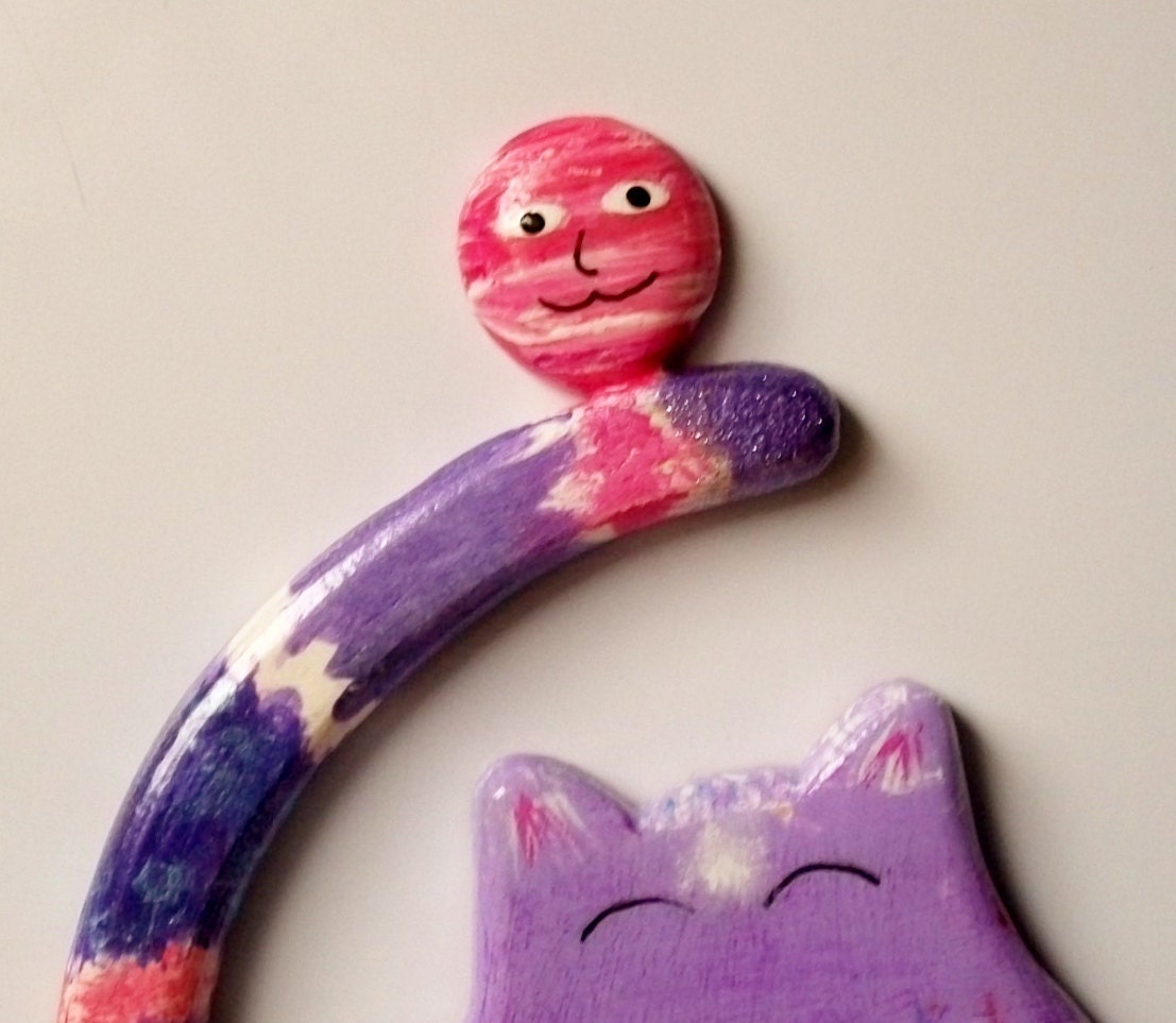 Fridge Magnet - Fat Cat Out of Kitty Experience Purple Abstract