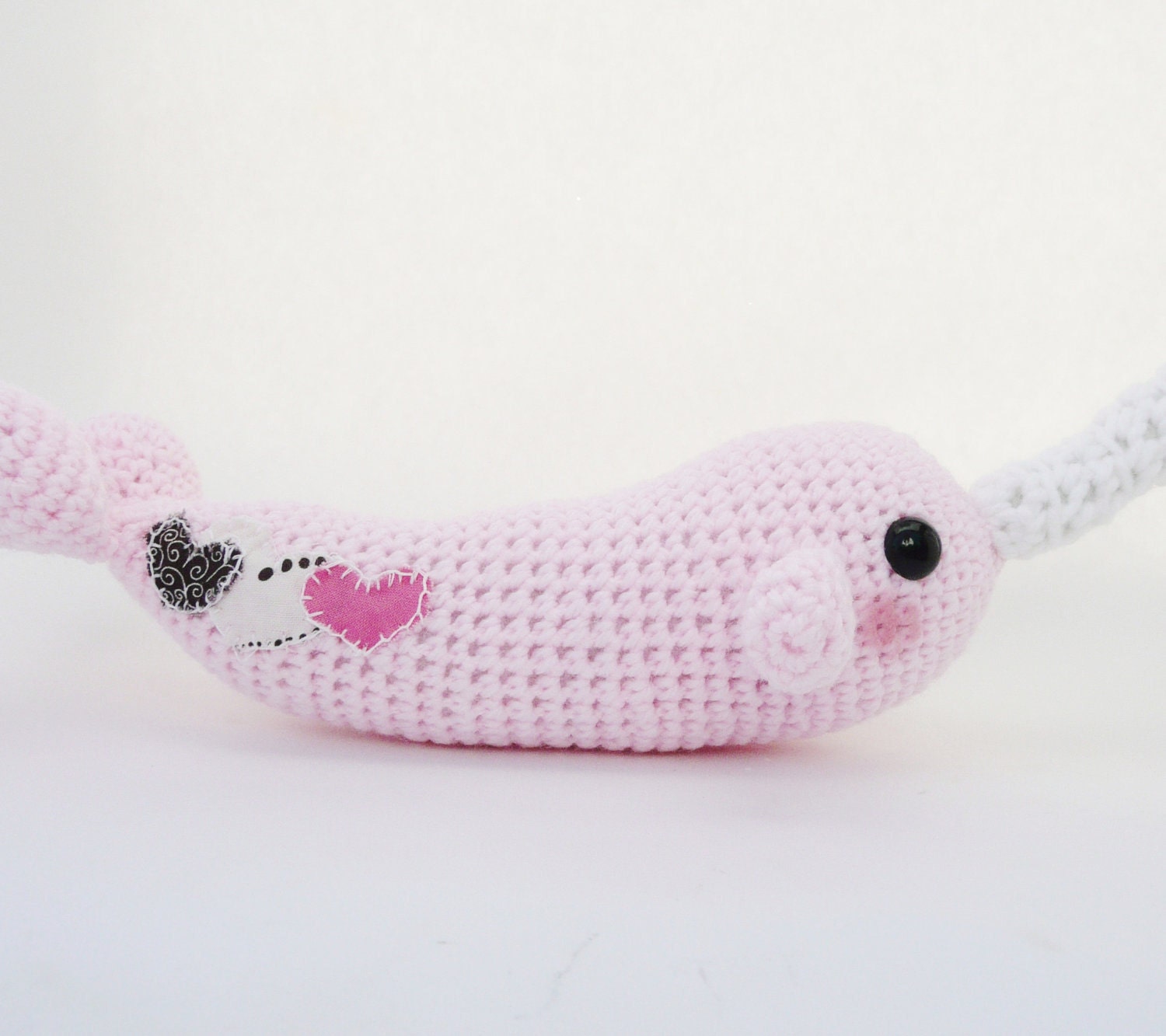 Narwhal Valentine Amigurumi, Pink with Hearts
