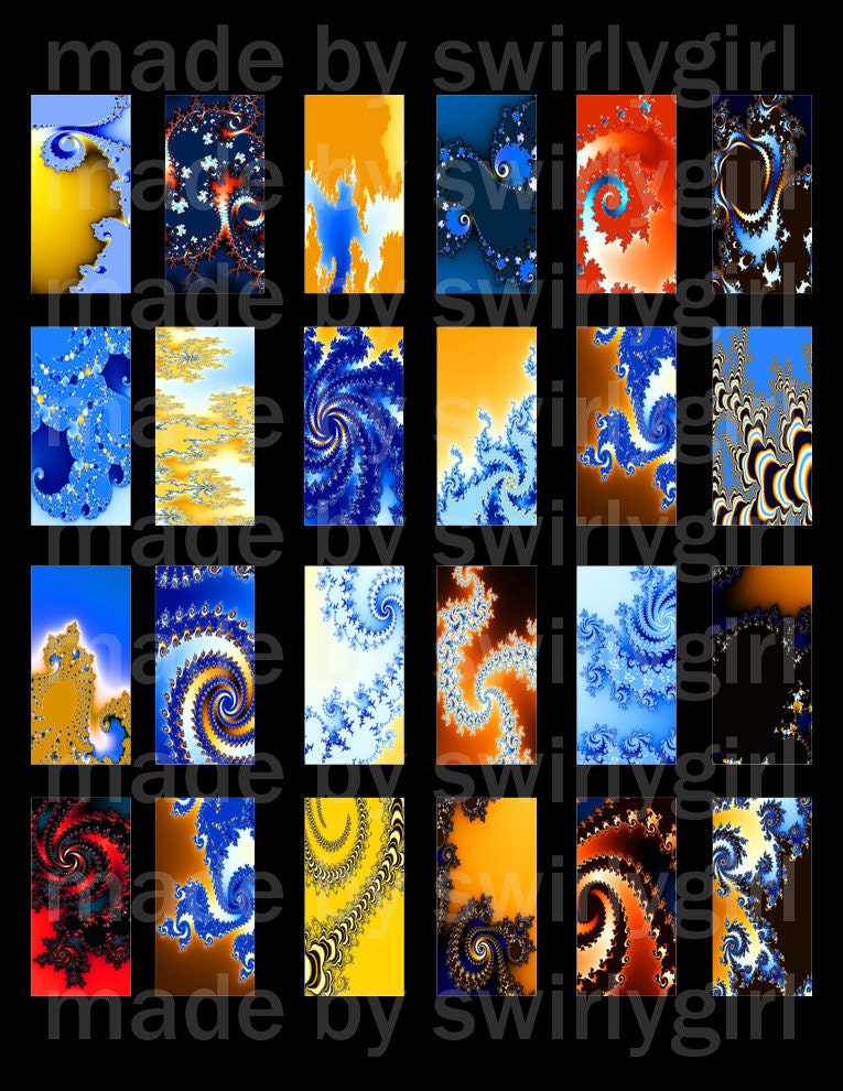 Festive Fractals Domino-Size Digital Collage Download Sheet $2.99
