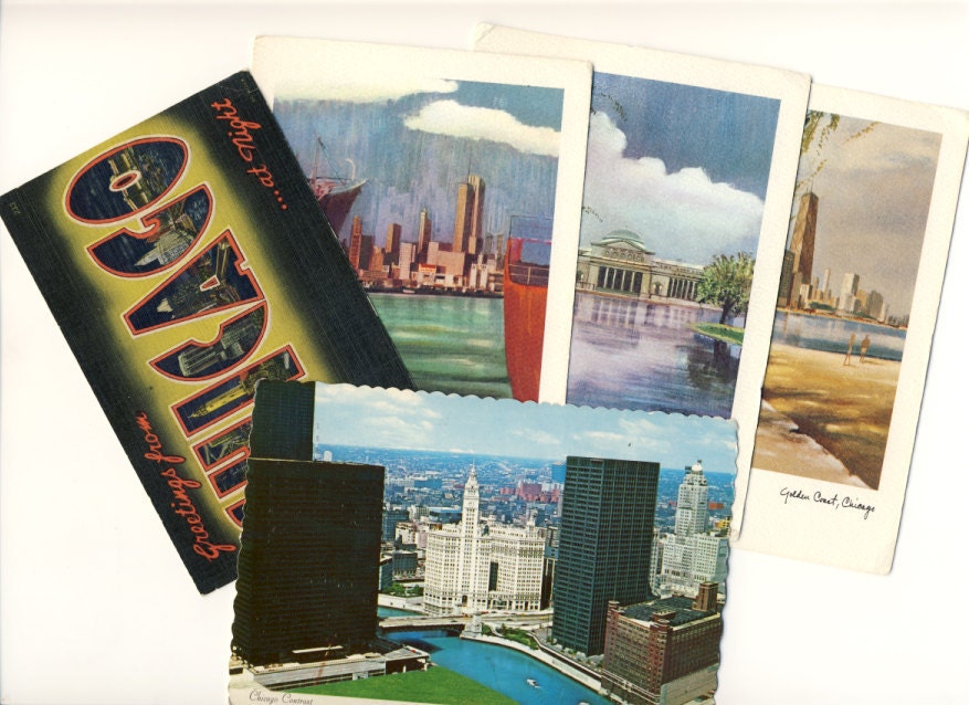 Chicago Vintage 5 Postcards FREE SHIPPING to U.S. and Canada