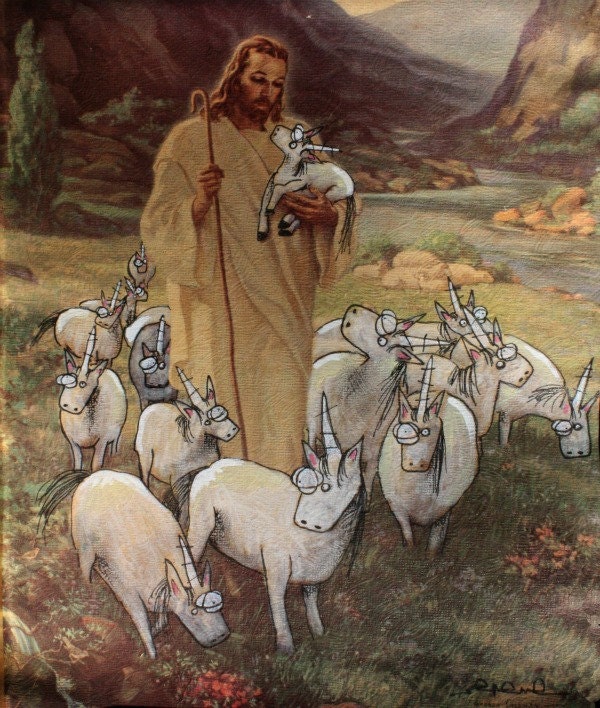 Jesus and His Fat Ass Unicorns 8.5 x 11 Print