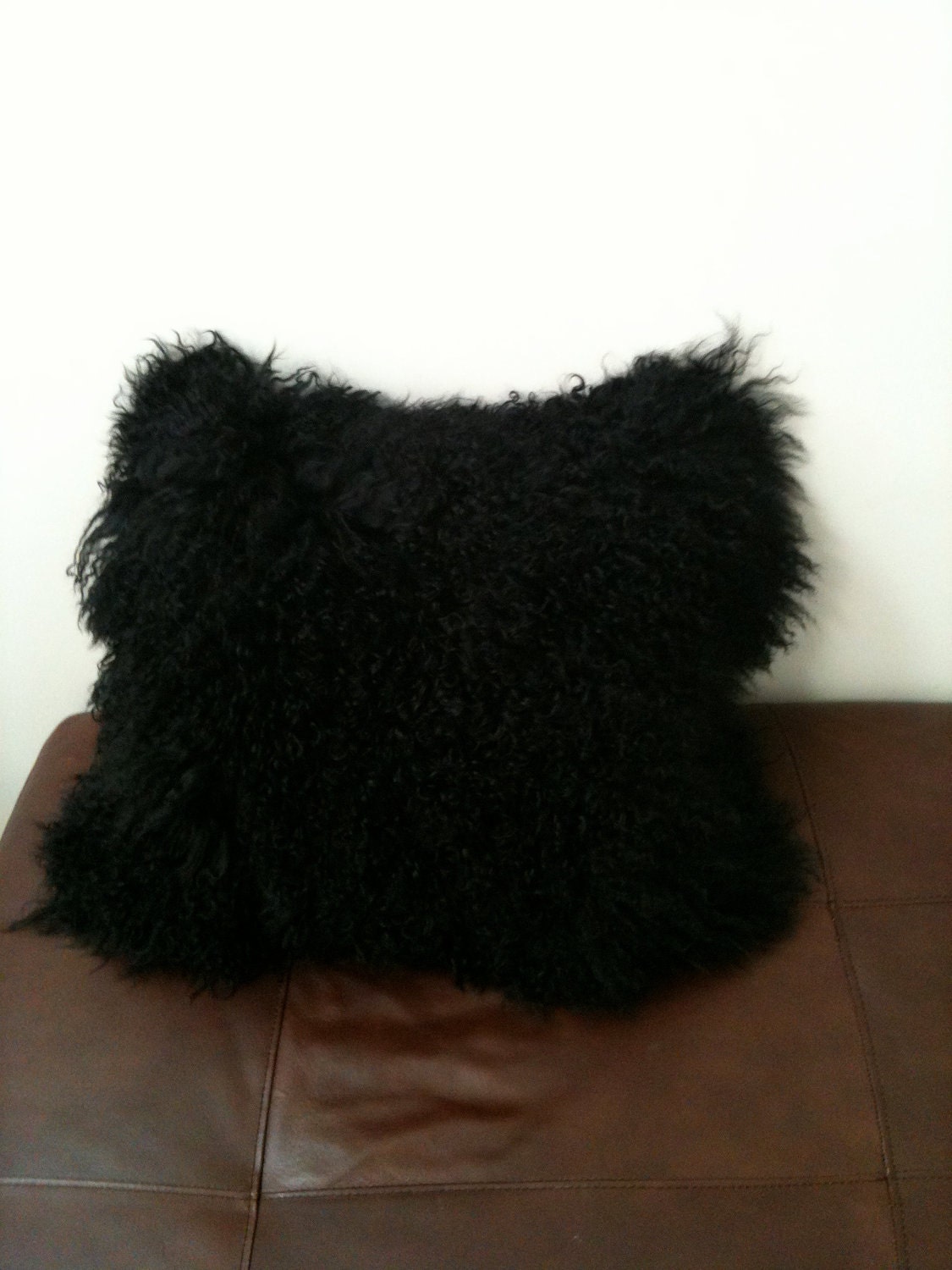 Black Tibetan Fur Mongolian Lamb Pillow (2)