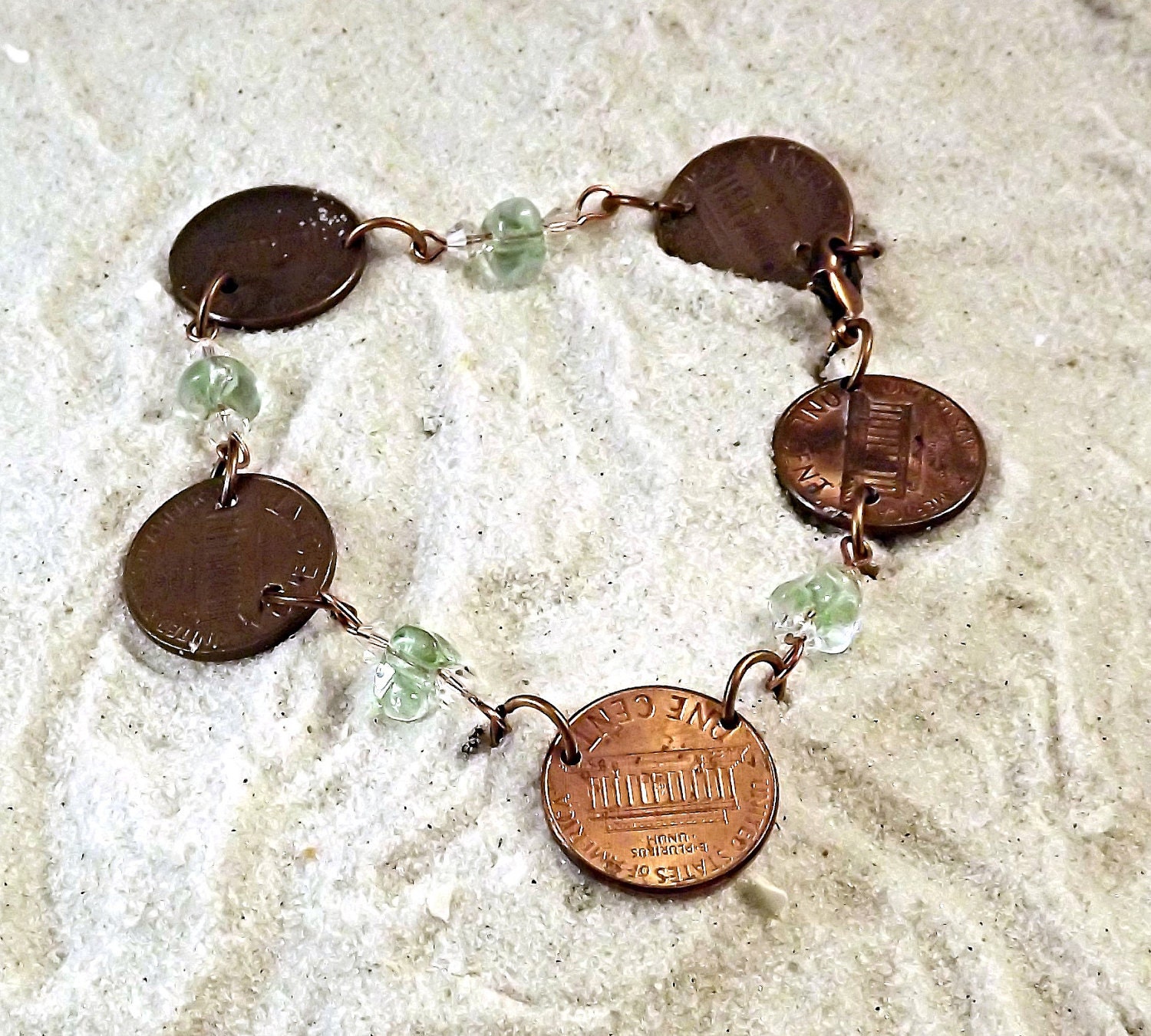 Penny Bracelet with Green Accents