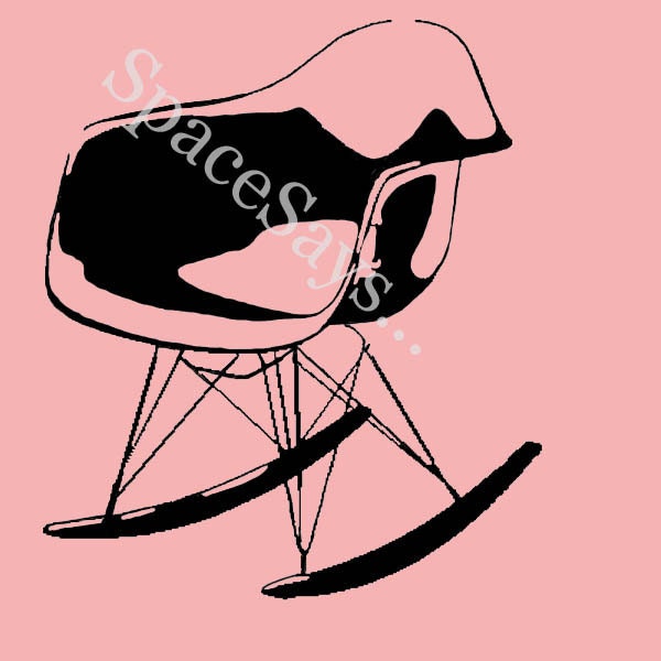 Hand Painted Eames Rocking Chair on Wrapped Canvas - Modern Classics Collection