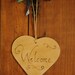 Custom / personalized Wooden Welcome Sign, personalised rustic hanging heart sign, plaque, engraved with pyrography