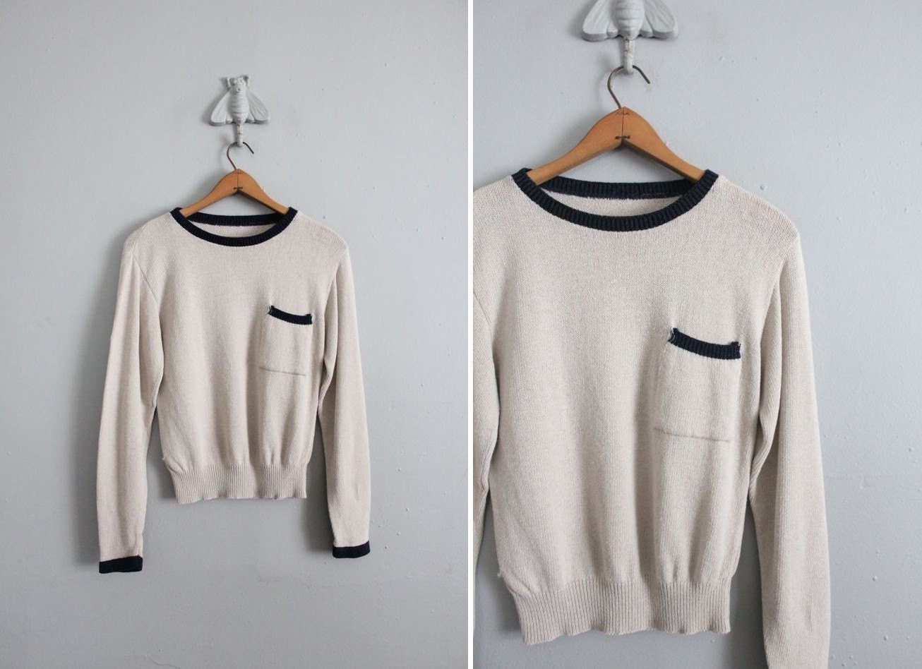 1980s vintage silk & cotton pocket sweater