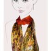 Hand painted silk scarf. (golden brown stalking leopards):  On the Prowl