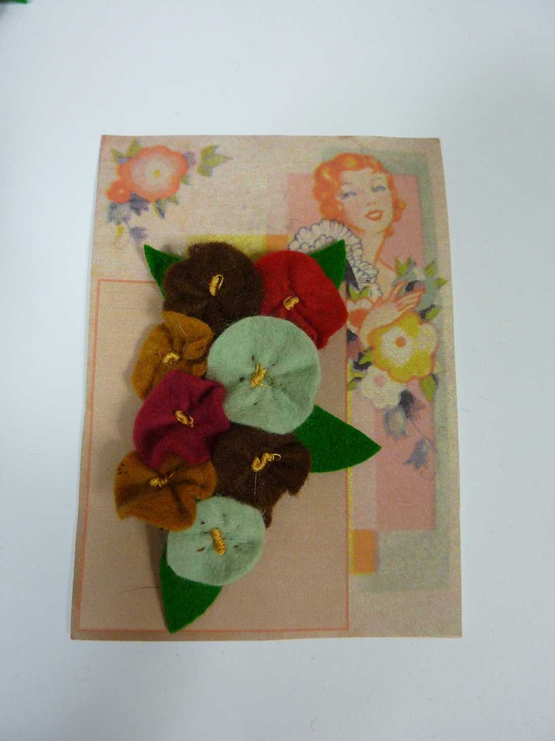 Vintage 1940s Felt Corsage  Brooch from Vintage Felt  made from Original 1940s Patterns