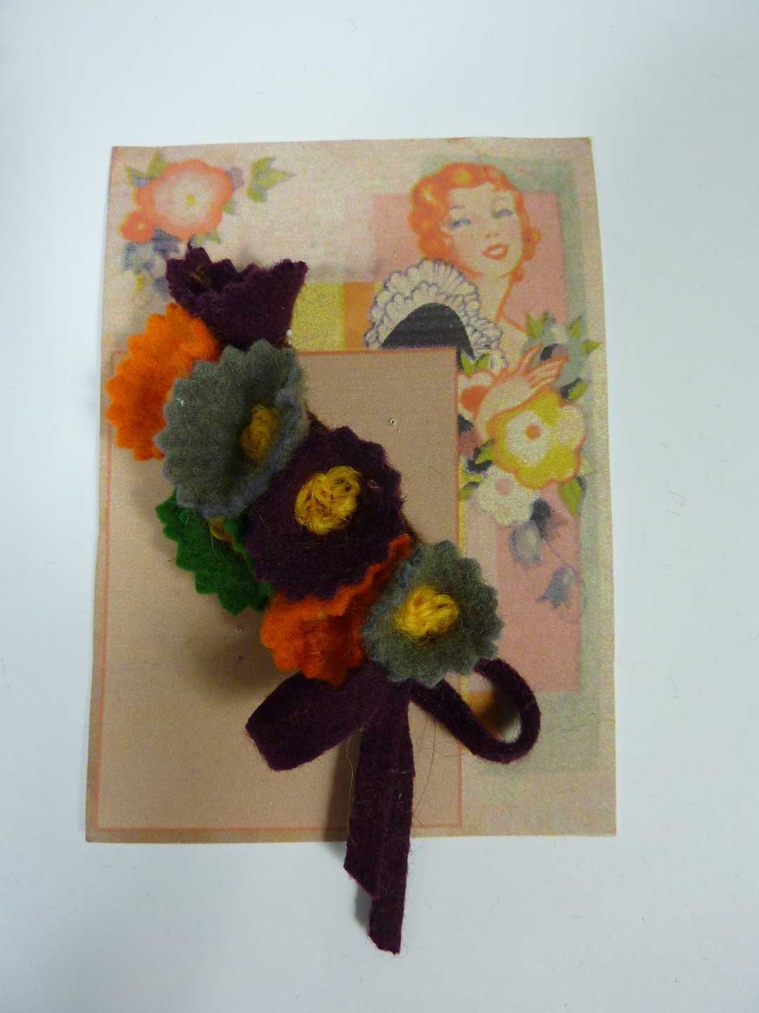 Vintage 1940s Felt Corsage  Brooch from Vintage Felt  made from Original 1940s Patterns