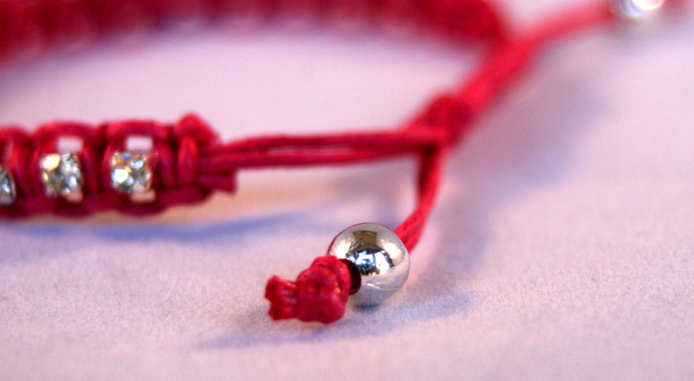 Pink Macrame Rhinestone Bracelet