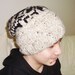 Hat - Hand Knit Beanie - Mens Womens - Slouchy - Beige Black - Fahion - Sale