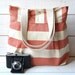 Diaper bag / Messenger bag / Shoulder Bag / Laptop Bag / Travel Bag / Day bag STOCKHOLM Coral and Ecru Striped
