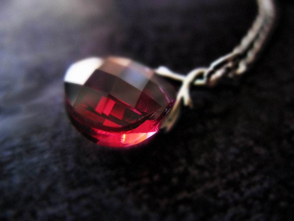 Wedding necklace, red bridal necklace bridesmaid jewelry in Garnet red - wedding prom and special occasion jewelry