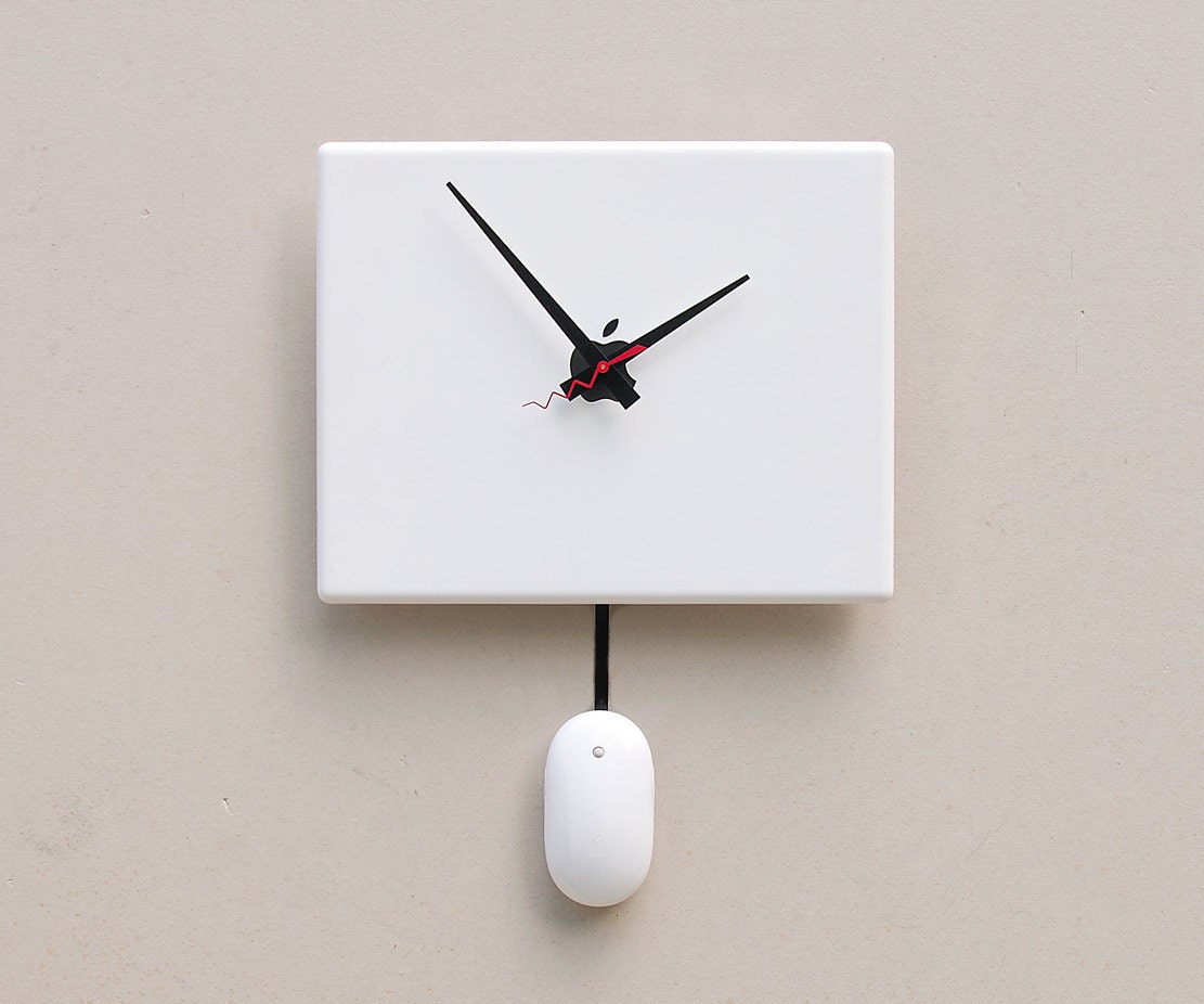 Clock created from a recycled Apple ibook laptop cover