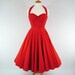 MADE TO MEASURE Red Boned Full Skirt Dress with Detachable Straps and Handmade Belt -Custom Size-