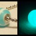 Glow in the Dark Glass White, with Teal wrap Lampwork Glass Big Hole Bead, fits Pandora and all European Style Charm Chains